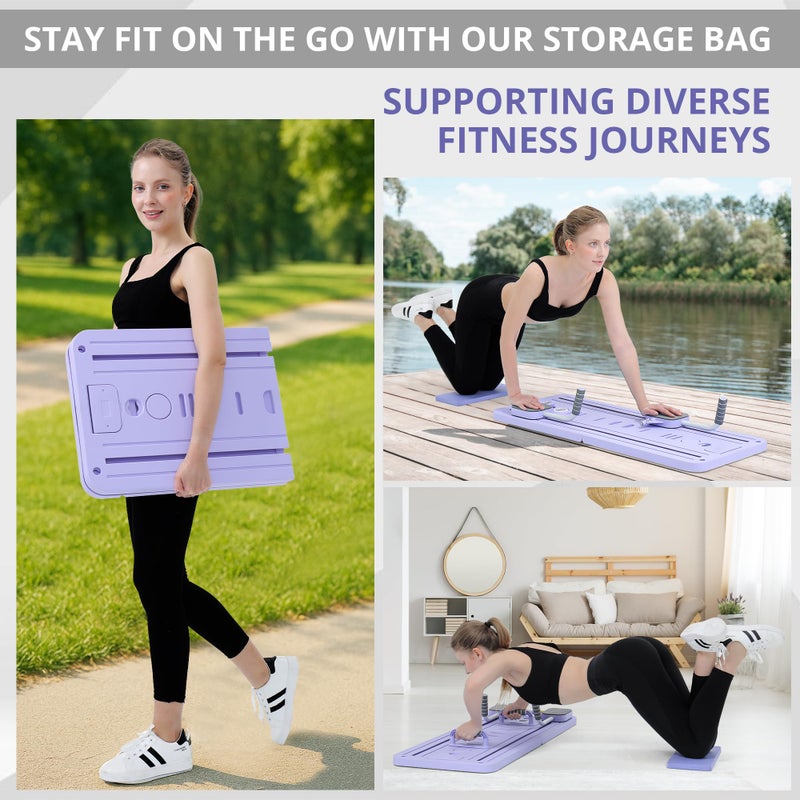 JANUA Pilates Board - Pilates Reformer Set, Multi-Purpose Foldable Pilates Reformer Board for Home, 5 in 1 Pilates Sliding Board (Purple Set) - Image 5