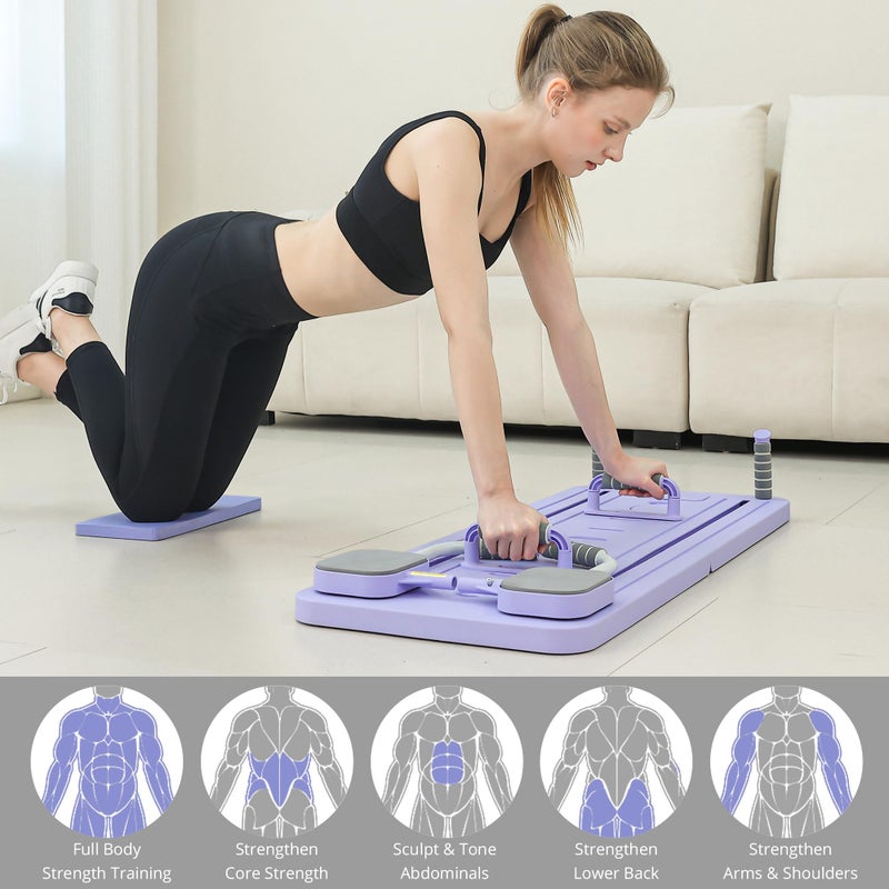 JANUA Pilates Board - Pilates Reformer Set, Multi-Purpose Foldable Pilates Reformer Board for Home, 5 in 1 Pilates Sliding Board (Purple Set) - Image 3