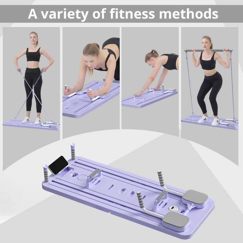 JANUA Pilates Board - Pilates Reformer Set, Multi-Purpose Foldable Pilates Reformer Board for Home, 5 in 1 Pilates Sliding Board (Purple Set) - Image 2