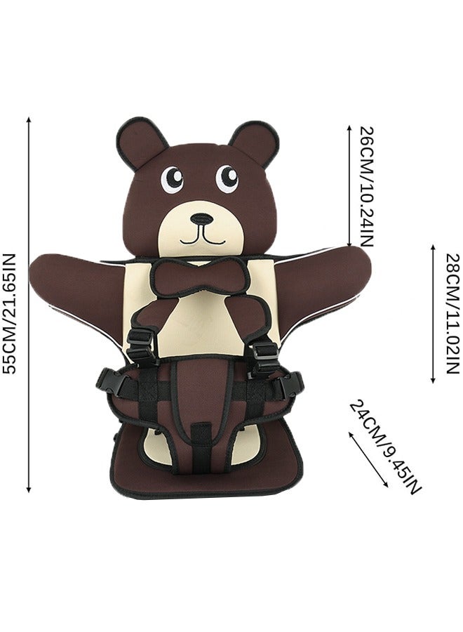 Child Safety Seat Portable Seat Belt  Simple Car Seat Booster Seat Auto Foldable Car Seat Protection Travel Accessories for Car Protection(Coffee)  - Image 2