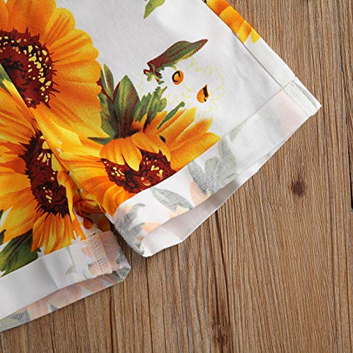 Ayalinggo Toddler Baby Girl Sunflower Print Overalls Shorts with Pocket Suspender Trousers Cute Summer Clothing Outfit (Sunflower Print, 3-4 Years) - Image 5