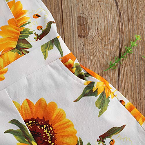 Ayalinggo Toddler Baby Girl Sunflower Print Overalls Shorts with Pocket Suspender Trousers Cute Summer Clothing Outfit (Sunflower Print, 3-4 Years) - Image 4