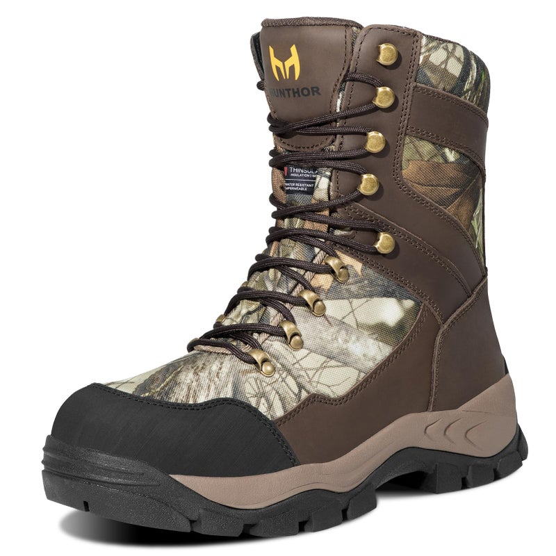 Hunthor Hunting Boots for Men, 1000g Insulated with EVA Midsole, Waterproof Leather Hiking Next Camo G2 Outdoor Boots, Warm Cold Weather, Lightweight and Breathable Shoes (Next Camo G2, Size 7) - Image 1