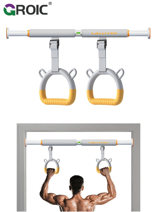 GROIC Pull Up Bar Chin Up Bar, Pull Up Bar for Doorway Adjustable 62-100 CM Door Horizontal Bars with Kids Gymnastic Rings Pull up Rings for Home Workout Gym Training， Strength Training Pull Up Bar  - Image 1