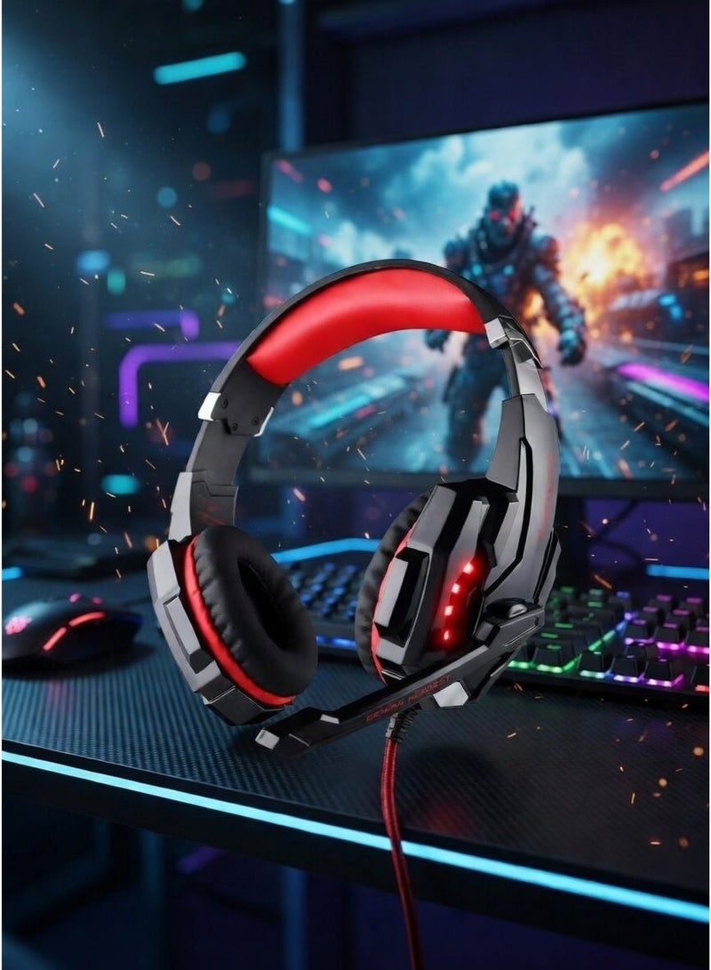 Datazone Wired Gaming Headset in Black Color with Professional Red Lighting, Noise Cancelling, and High-Precision Surround Sound – Compatible with PS5, PS4, PC, XBOX – High Quality and Designed for Gaming Enthusiasts - Image 1