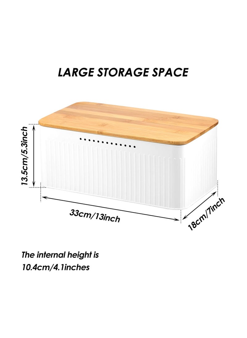 SYOSI Modern Metal Bread Box with Bamboo Lid, Bread Storage Container, 13×7×5.3 Inch Bread Storage Container for Kitchen Counter, Bread Keeper for Homemade Bread, Bagel, Muffins, Rolls - Image 2