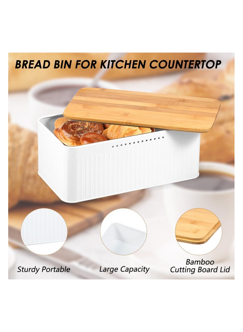 SYOSI Modern Metal Bread Box with Bamboo Lid, Bread Storage Container, 13×7×5.3 Inch Bread Storage Container for Kitchen Counter, Bread Keeper for Homemade Bread, Bagel, Muffins, Rolls - Image 3