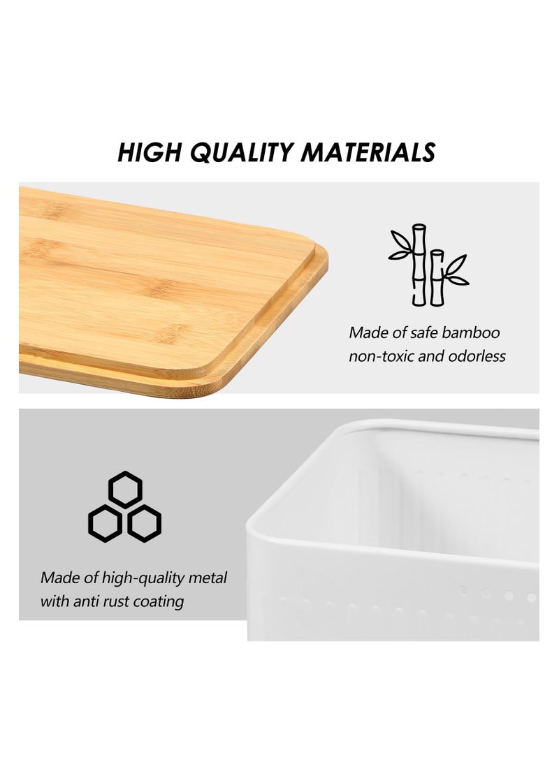 SYOSI Modern Metal Bread Box with Bamboo Lid, Bread Storage Container, 13×7×5.3 Inch Bread Storage Container for Kitchen Counter, Bread Keeper for Homemade Bread, Bagel, Muffins, Rolls - Image 5