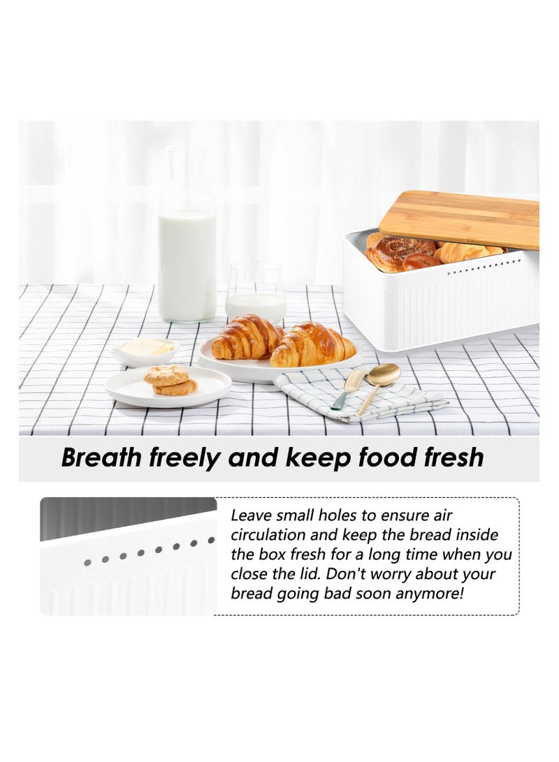 SYOSI Modern Metal Bread Box with Bamboo Lid, Bread Storage Container, 13×7×5.3 Inch Bread Storage Container for Kitchen Counter, Bread Keeper for Homemade Bread, Bagel, Muffins, Rolls - Image 4