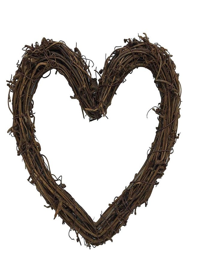 queenland Natural Grapevine Wreath Heart Shape Rustic DIY Wreath Crafts Base for Christmas Wreath Door Garland Wedding Party Home Decoration Hanging Wreath 10 inches - Image 1