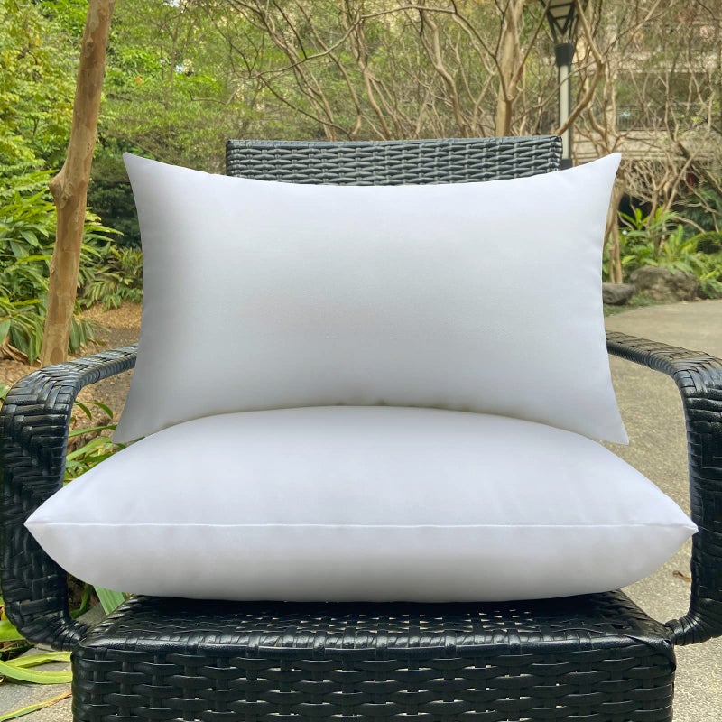 LEMONWORLD LEMONWORLD 12 x 20 Pillow Insert Set of 2 Outdoor Pillow Inserts Waterproof Small Lumbar Pillow Insert Couch Decorative Pillow White Rectangle Sofa Throw Pillow 