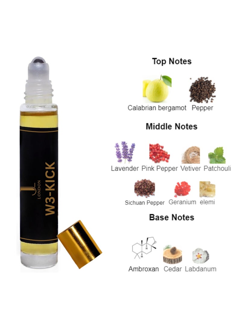 JAN LONDON ESSENTIAL ATTAR OIL: Unisex Perfume Oil | Vegan Ittar Roll-On Perfume, 10ml - Inspired by Dior Sauvage (W3-KICK) - Image 3