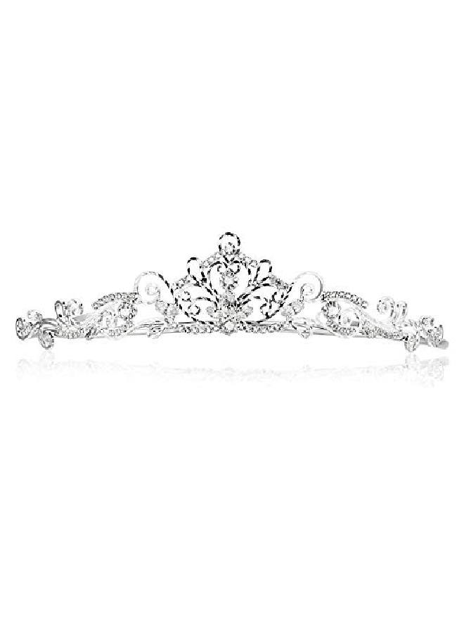SAMKY Wire Scroll Bridal Princess Crystal Wedding Tiara Silver Plated T252 - Image 1