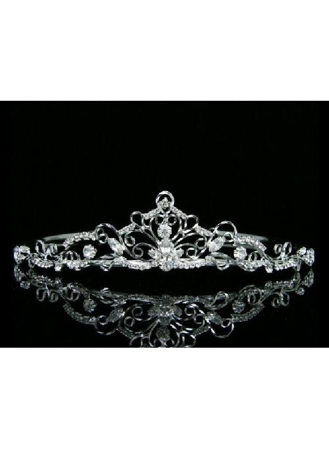 SAMKY Wire Scroll Bridal Princess Crystal Wedding Tiara Silver Plated T252 - Image 4