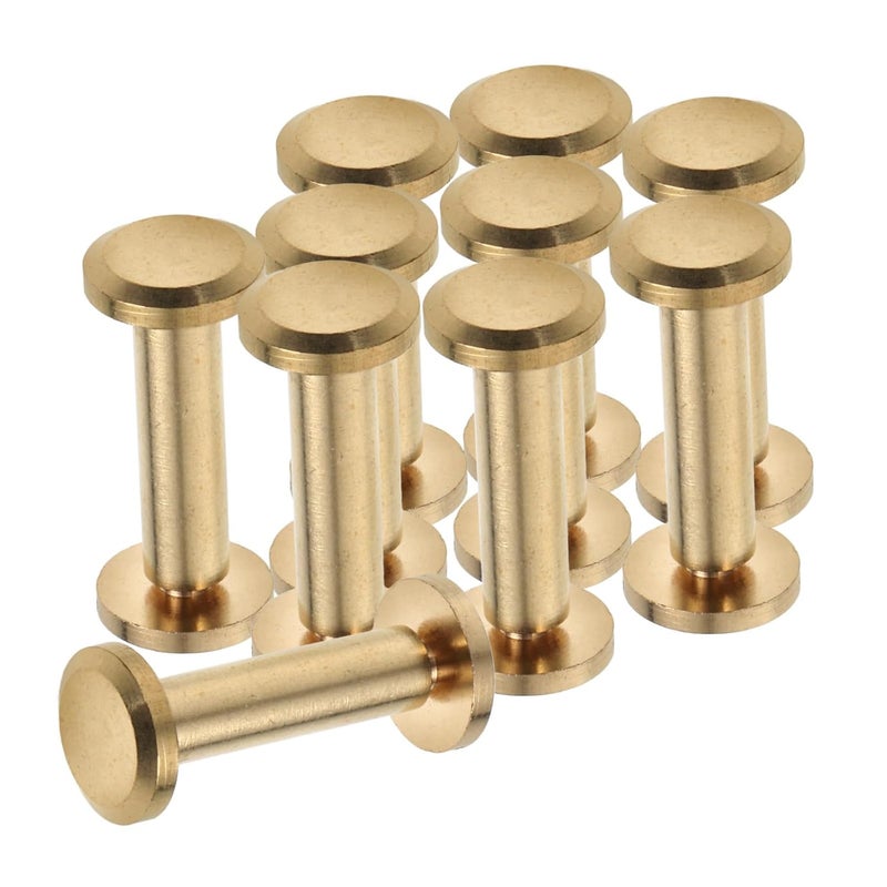 10Pcs Scrapbook Binding Screws with Flat Head Φ4X15Mm, Metal Screw Rivets for Leather Saddles, Belt Buckle Fastening, and Photo Album Binding Hardware - Image 1