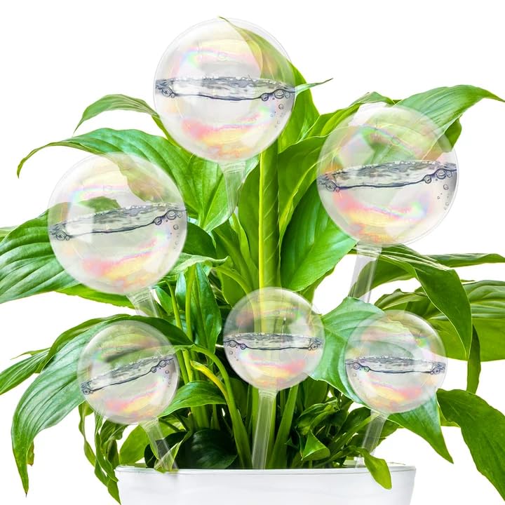 Jgalnim 6PCS Plant Watering Globes,Iridescent Rainbow Clear Watering Bulbs,Glass Self Watering Planter Insert,Watering Bulbs for Flowerpot,Indoor,Outdoor,Hanging Plants Home Garden(3 Large+3 Small) - Image 1