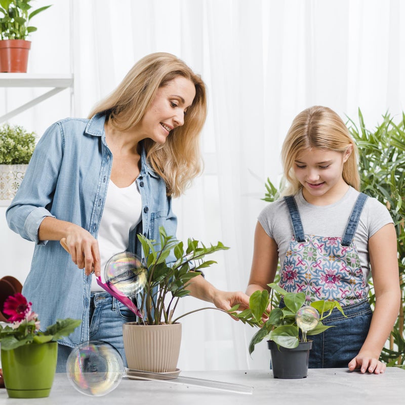 Jgalnim 6PCS Plant Watering Globes,Iridescent Rainbow Clear Watering Bulbs,Glass Self Watering Planter Insert,Watering Bulbs for Flowerpot,Indoor,Outdoor,Hanging Plants Home Garden(3 Large+3 Small) - Image 3