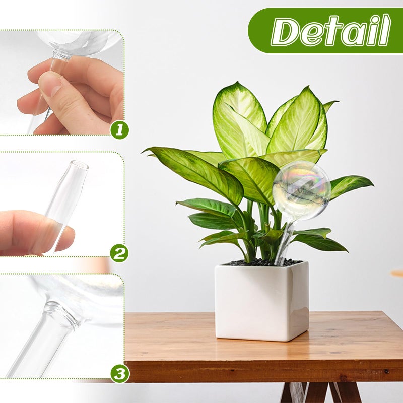 Jgalnim 6PCS Plant Watering Globes,Iridescent Rainbow Clear Watering Bulbs,Glass Self Watering Planter Insert,Watering Bulbs for Flowerpot,Indoor,Outdoor,Hanging Plants Home Garden(3 Large+3 Small) - Image 4