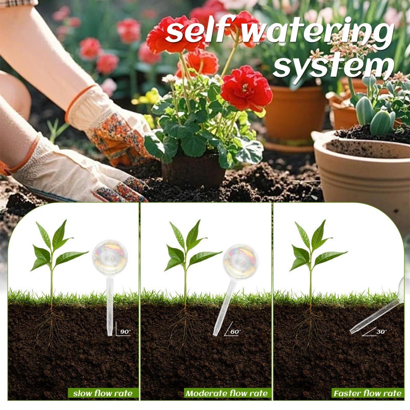 Jgalnim 6PCS Plant Watering Globes,Iridescent Rainbow Clear Watering Bulbs,Glass Self Watering Planter Insert,Watering Bulbs for Flowerpot,Indoor,Outdoor,Hanging Plants Home Garden(3 Large+3 Small) - Image 5