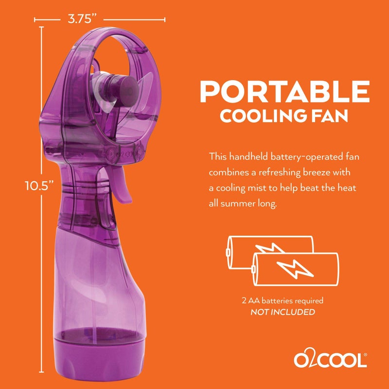O2COOL Deluxe Handheld Battery Powered Water Misting Fan (Purple) - Image 5