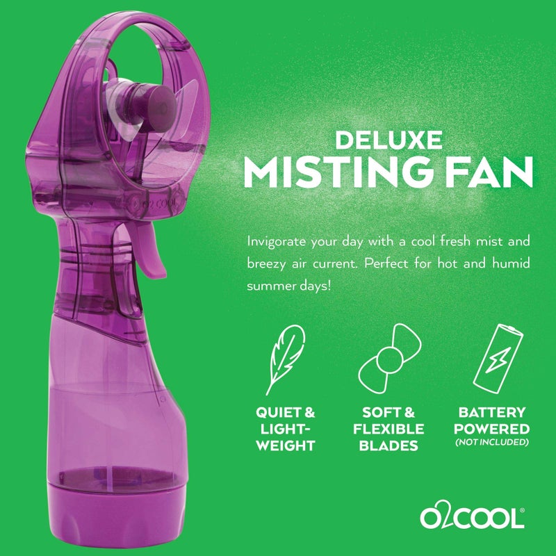 O2COOL Deluxe Handheld Battery Powered Water Misting Fan (Purple) - Image 2