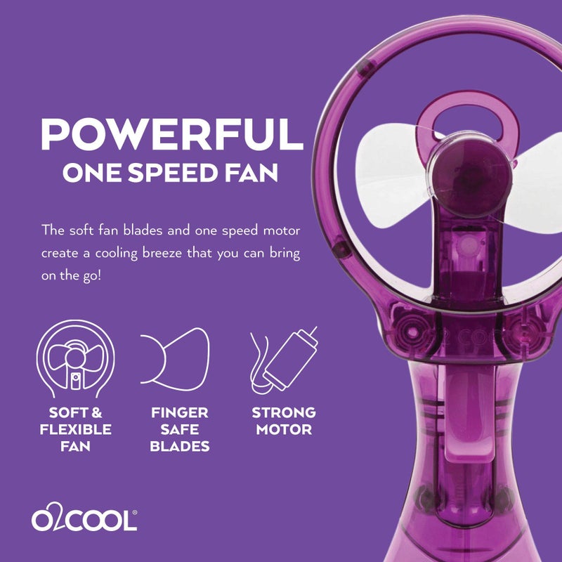 O2COOL Deluxe Handheld Battery Powered Water Misting Fan (Purple) - Image 4