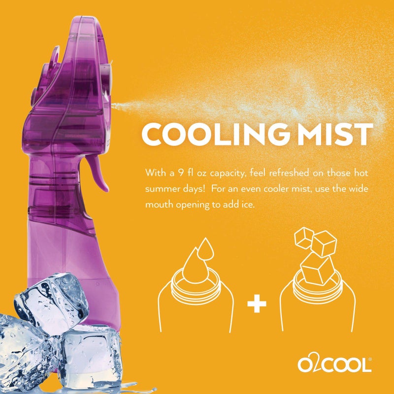 O2COOL Deluxe Handheld Battery Powered Water Misting Fan (Purple) - Image 3