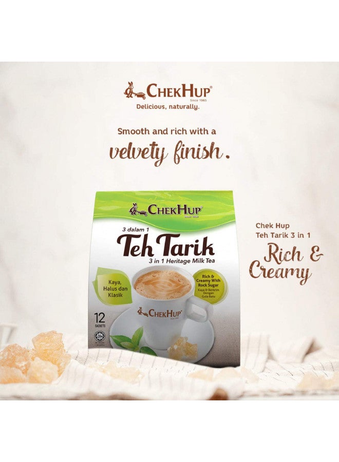 Chek Hup Chek Hup Teh Tarik 3 In 1 Instant Milk Tea Beverage/Fragrant Black Tea With Premium Rock Sugar/Smooth, Rich With Velvety Aftertaste/12s x 40g  - Image 1