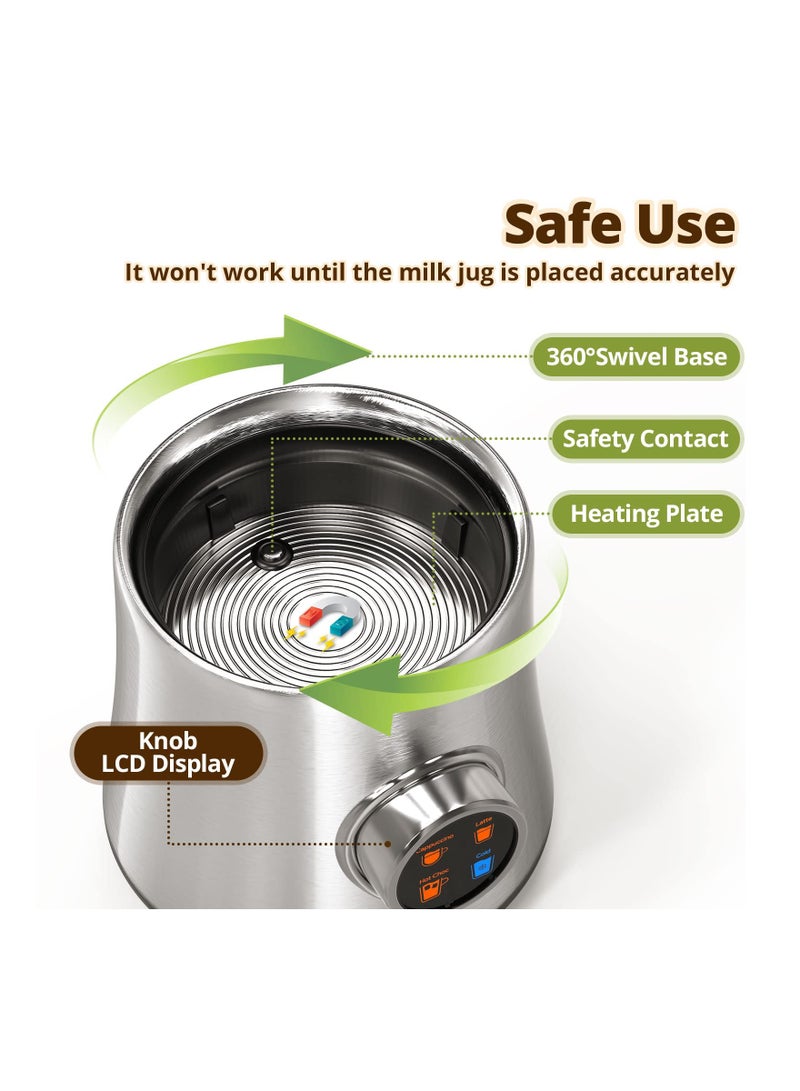 SYOSI Detachable Electric Milk Frother 4-in-1, 304-Stainless-Steel 500ML Milk Steamer Hot and Cold Milk Foamer Versatile Hot Chocolate and Milk Foamer Milk Frother and Warmer for Coffee Cappuccino,Latte - Image 4