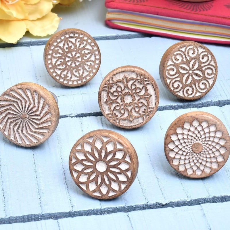 IndianShelf 18 Pack Boho Knobs Wood Knobs for Cabinets and Drawers Natural Wooden Dresser Knobs Boho Wooden Knobs Unique Wood Drawer Pulls Boho Drawer Knobs and Pulls Cabinet Door Handles