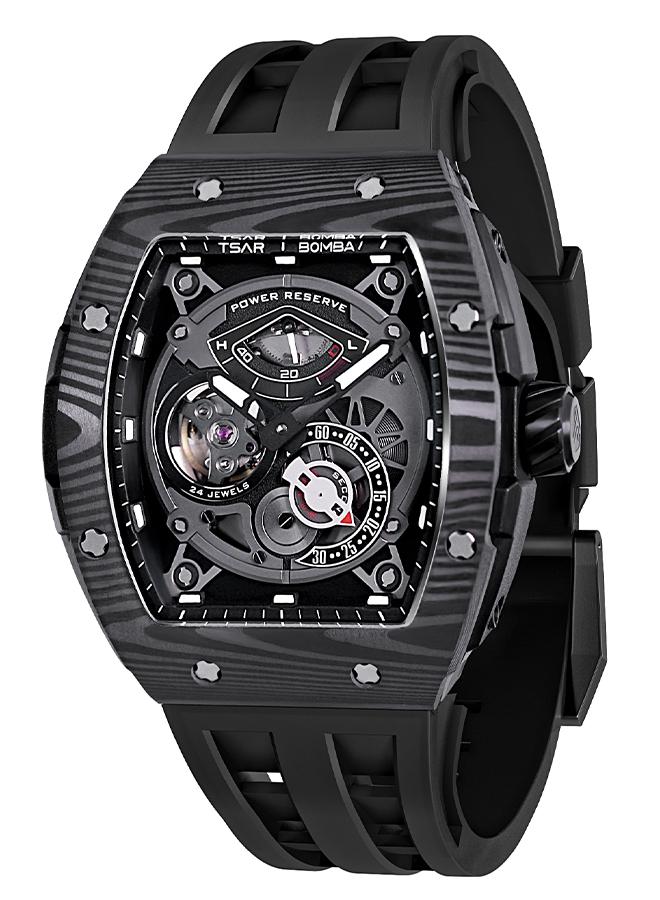 TSAR BOMBA ساعة رجالية أوتوماتيكية سلسلة إليمنتال . ملم بحزام مطاطي أسود فاخر - Image 1