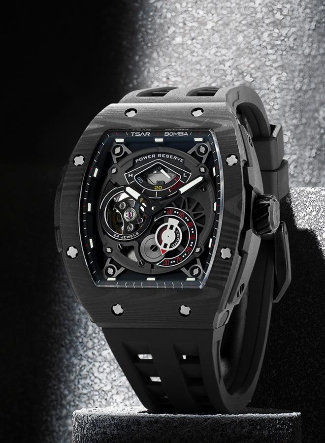 TSAR BOMBA ساعة رجالية أوتوماتيكية سلسلة إليمنتال . ملم بحزام مطاطي أسود فاخر - Image 3