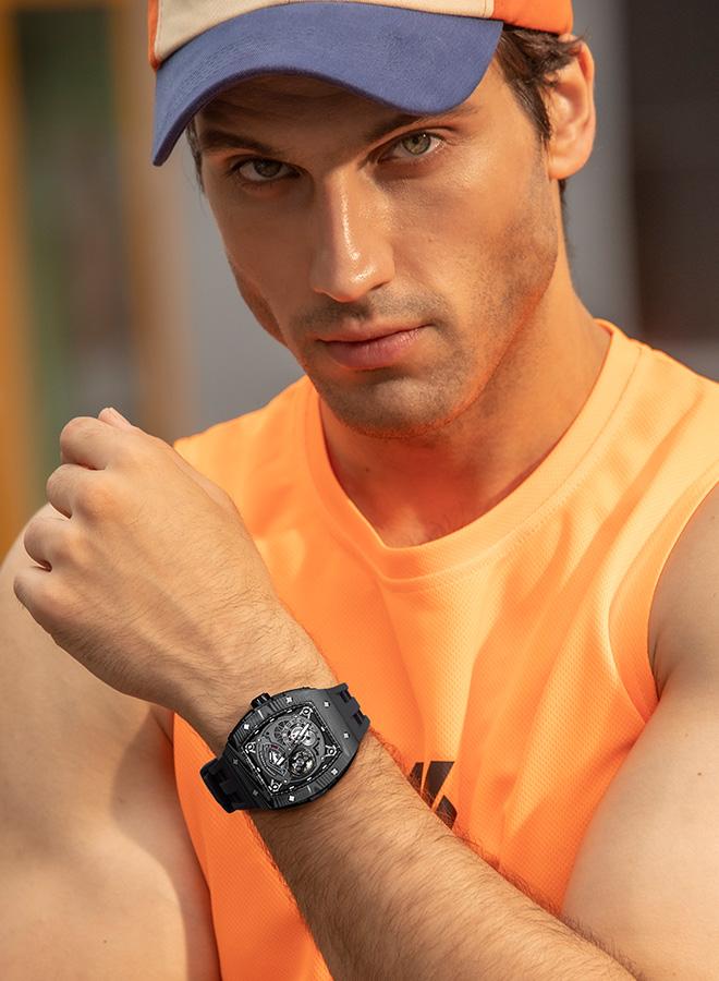 TSAR BOMBA ساعة رجالية أوتوماتيكية سلسلة إليمنتال . ملم بحزام مطاطي أسود فاخر - Image 4