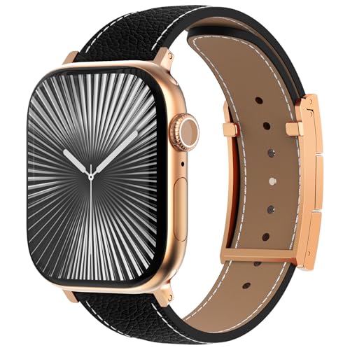 CHANCHY Leather Magnetic Watch Band Compatible with Apple Watch Bands 40mm 38mm 41mm 42mm 44mm 45mm 46mm Top Grain Leather Dressy Band for Women Men iWatch Ultra SE3 Series 1110987654321 - Image 3