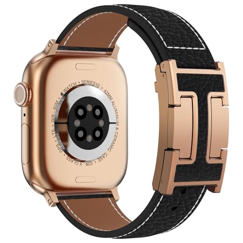 CHANCHY Leather Magnetic Watch Band Compatible with Apple Watch Bands 40mm 38mm 41mm 42mm 44mm 45mm 46mm Top Grain Leather Dressy Band for Women Men iWatch Ultra SE3 Series 1110987654321 - Image 1