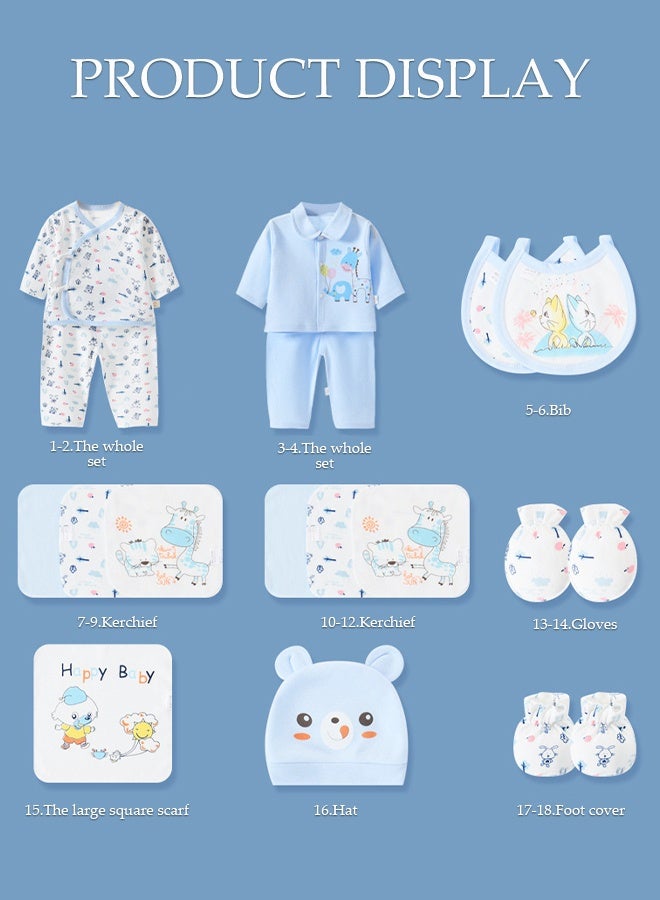 DUNISO مجموعة هدايا للأطفال حديثي الولادة 18 قطعة، مجموعة هدايا ملابس حديثي الولادة، مجموعة ملحقات ملابس الأطفال، مريحة وقابلة للتنفس، متاحة في جميع الفصول، مناسبة للأطفال حتى ارتفاع 59 سم - Image 4