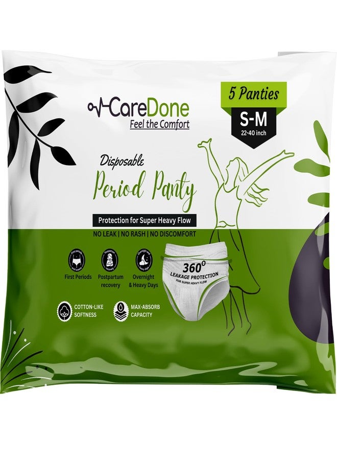 Caredone Disposable Period Panties for Women | S-M | 360° Sanitary Protection for Heavy Flow | No Leakage, No Rashes, No Discomfort | Maternity Panties with High Absorbency | Pack of 5 - Image 1