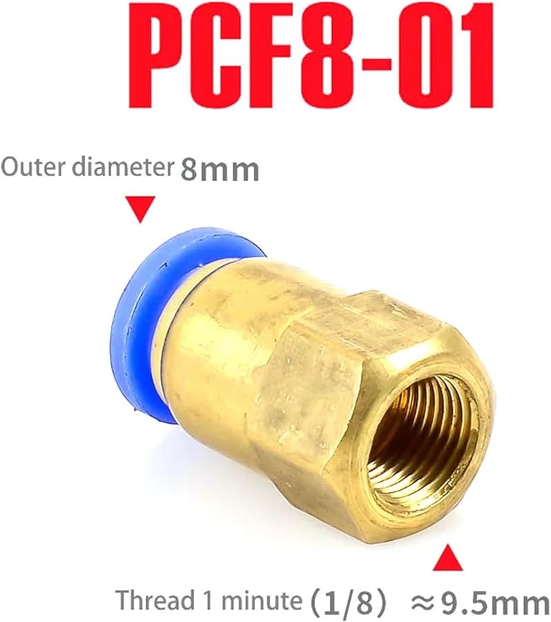 Pneumatic Brass Quick Connector 1 4 BSP Female Thread PCF8 01 Air Hose Fitting - Image 3