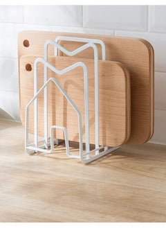 Cutting Board Rack Chopping Board Organizer Stand Holder Kitchen Countertop Pots Pan Lids Rack Organizer Flat Steel 4.9 x 5.7 x 8.5 in. White