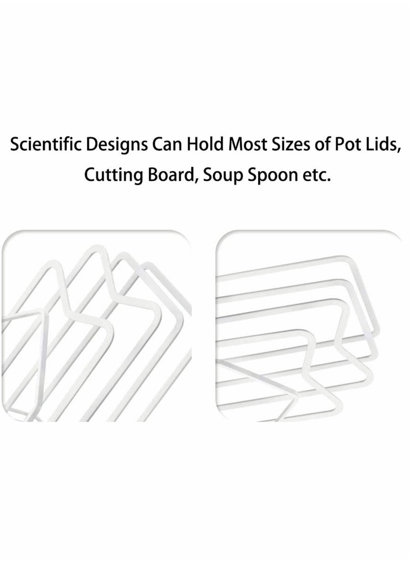 HomarKet - Cutting Board Rack Chopping Board Organizer Stand Holder Kitchen Countertop Pots Pan Lids Rack Organizer Flat Steel 4.9 x 5.7 x 8.5 in. White - Image 1