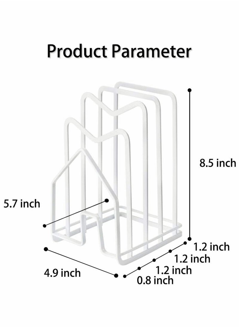HomarKet - Cutting Board Rack Chopping Board Organizer Stand Holder Kitchen Countertop Pots Pan Lids Rack Organizer Flat Steel 4.9 x 5.7 x 8.5 in. White - Image 1