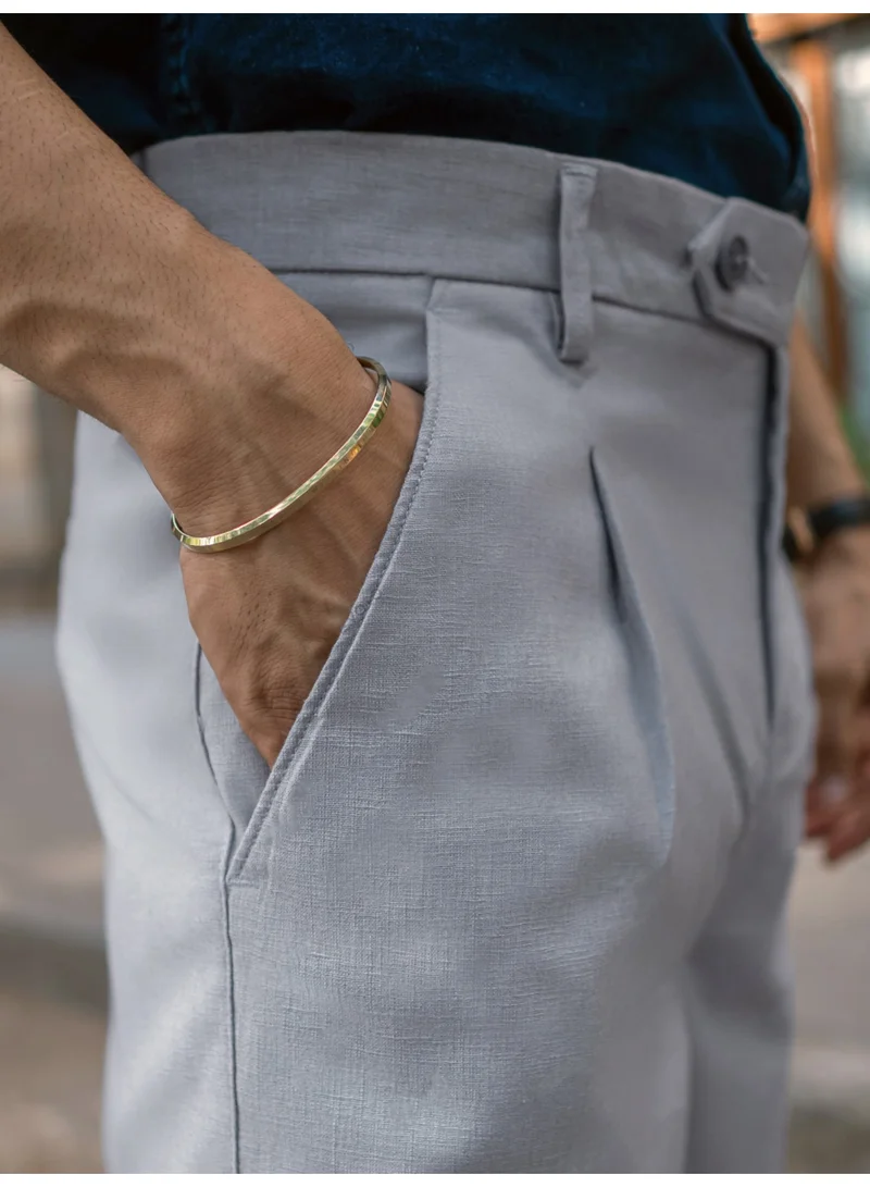 مانياك بنطلون مانياك سكاي بلو بنسيج منسوج بقصة كورية