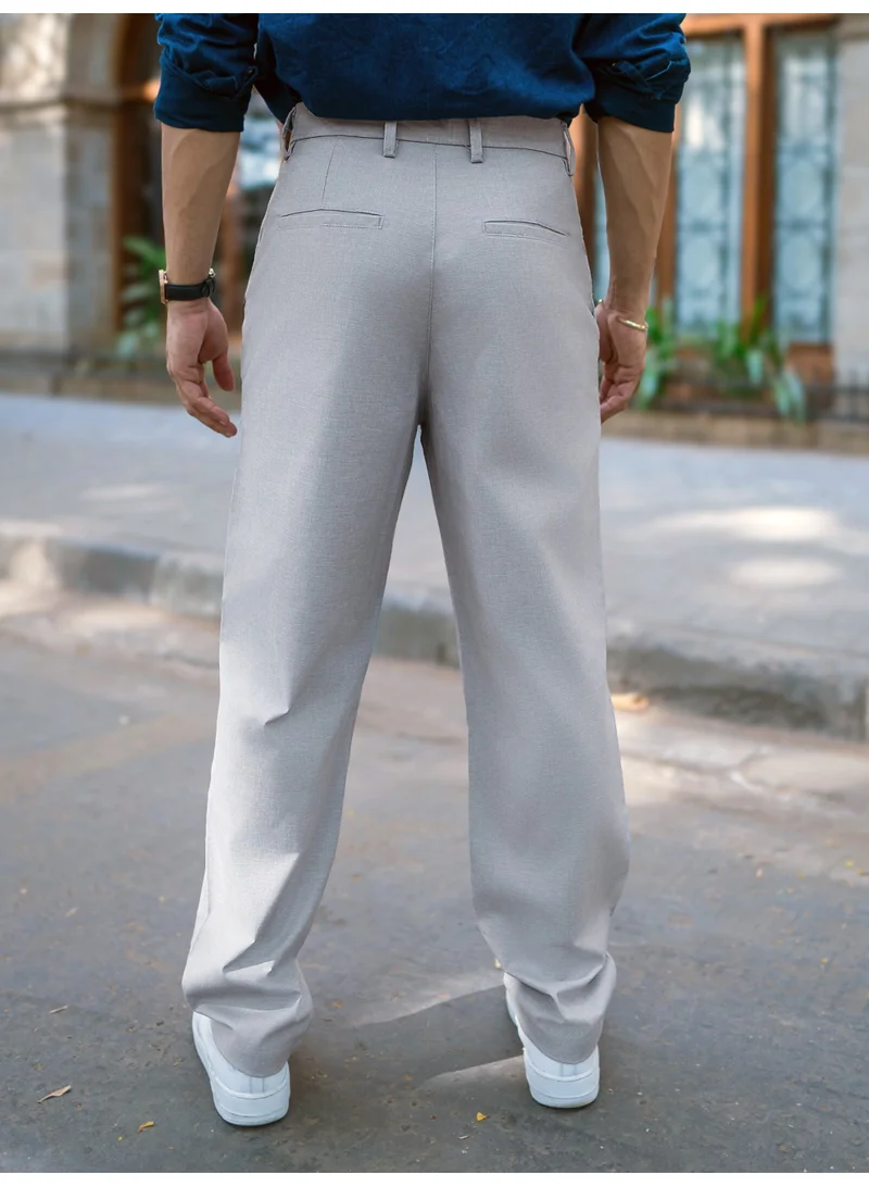 Maniac  Maniac Solid Sky Blue Woven Fabric Korean Fit Trouser for Men | Best Price UAE