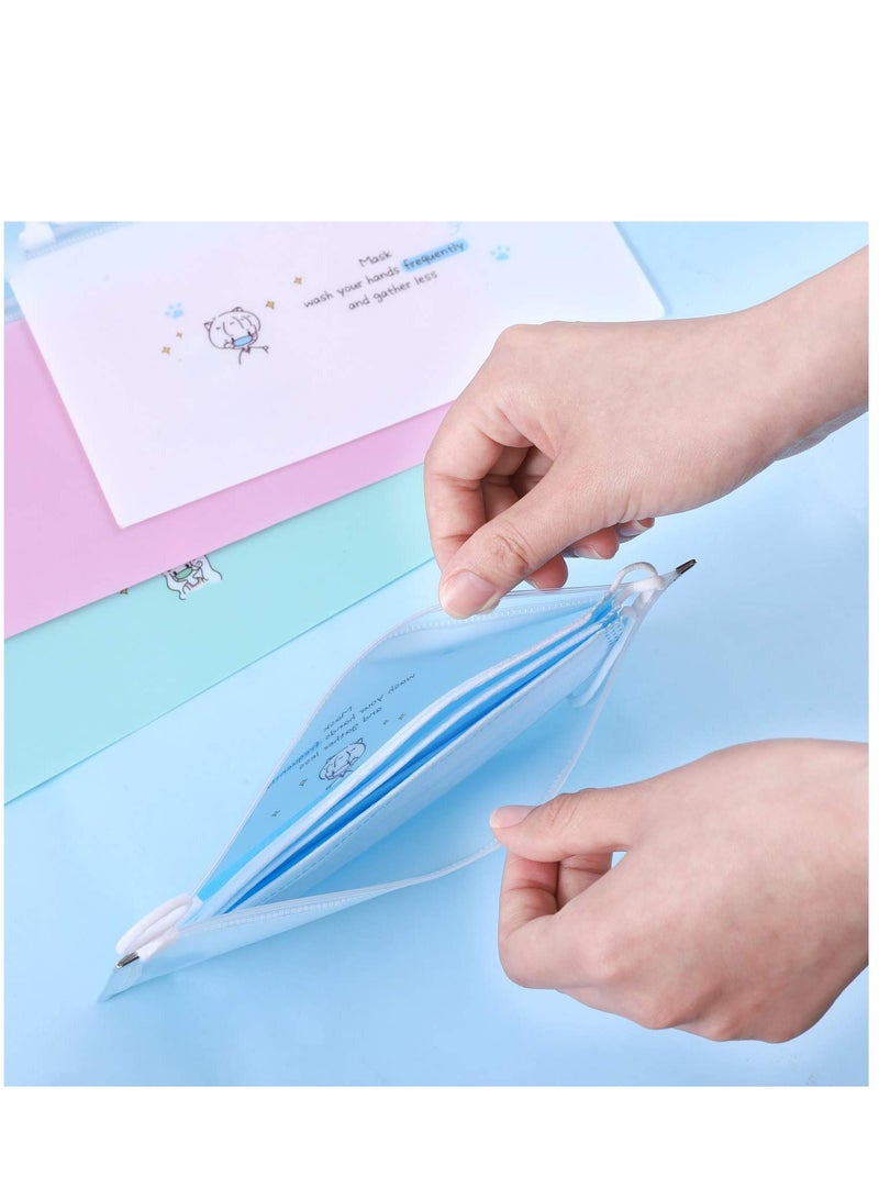 KASTWAVE 4 PCS Face Cover Organizer Case Reusable Mask Pouch Mask Holder Case Zipper Storage Bag Cosmetic Container Portable Face Covers Clips Mini Travel Bags Set  - Image 5