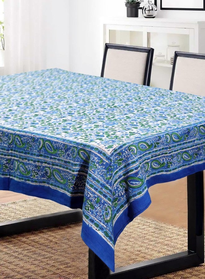 India Arts Hand Block Print Tablecloth 60x90 Rectangle, 100% Cotton Blue and White Floral Table Cloth for Kitchen Dining Linen, Weddings, Holiday Party, Restaurant, Spring/Summer/Fall Home Decor - Image 2