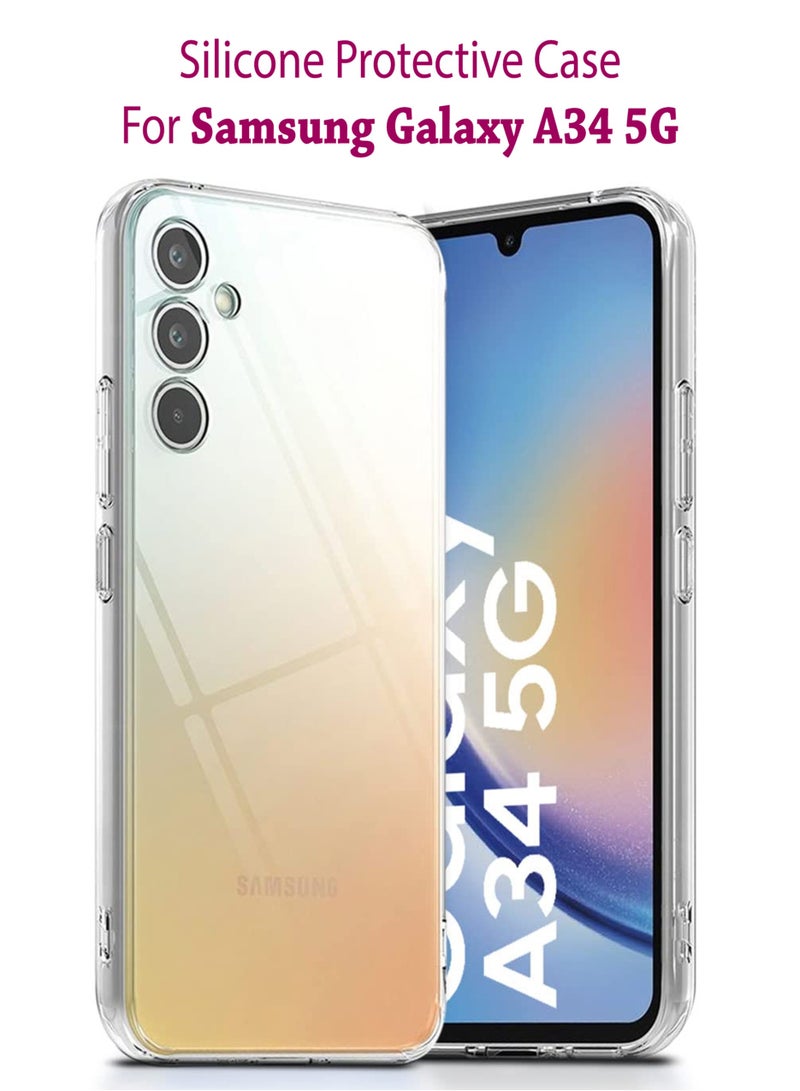 Waldic Silicone Protective Back Cover For Samsung Galaxy A34 5G - Clear - Image 1
