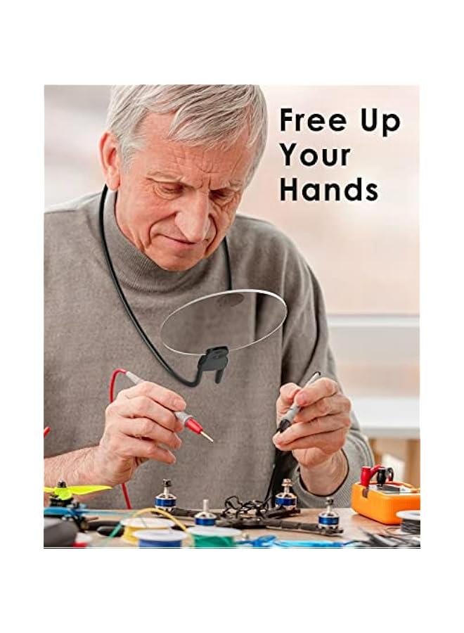 عدسة مكبرة بدون استخدام اليدين من تول هيلبر، عدسة مكبرة للقراءة والخياطة والغرز المتقاطعة والفحص والإصلاح. - Image 2