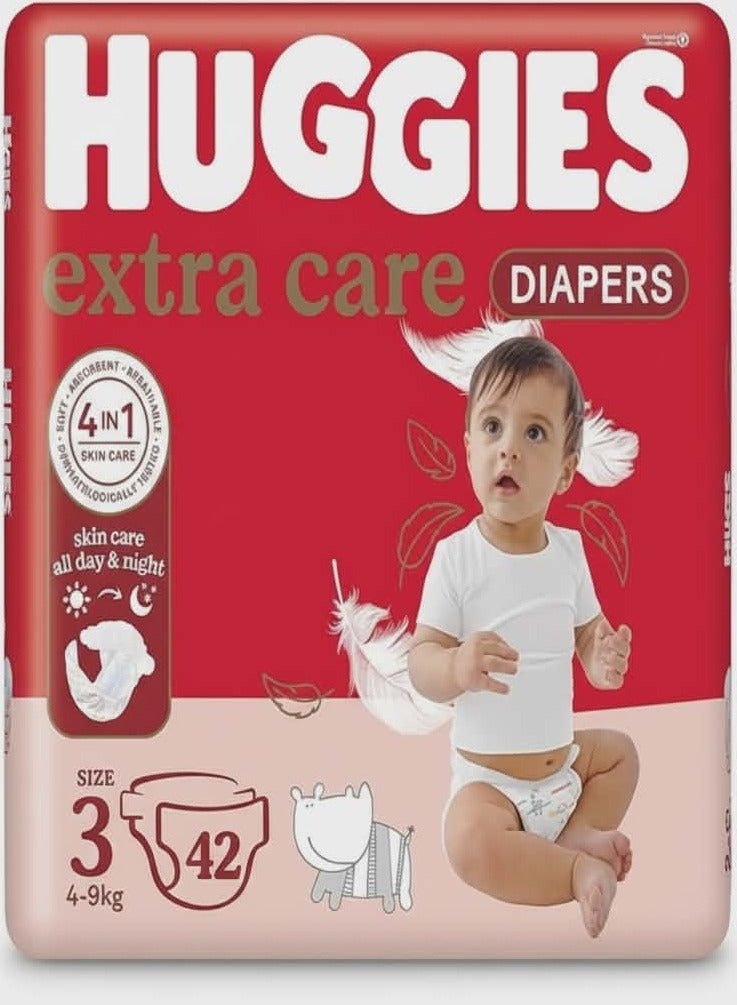 Huggies Extra Care Size 3 – 42 Diapers (4-9 kg) - Image 1
