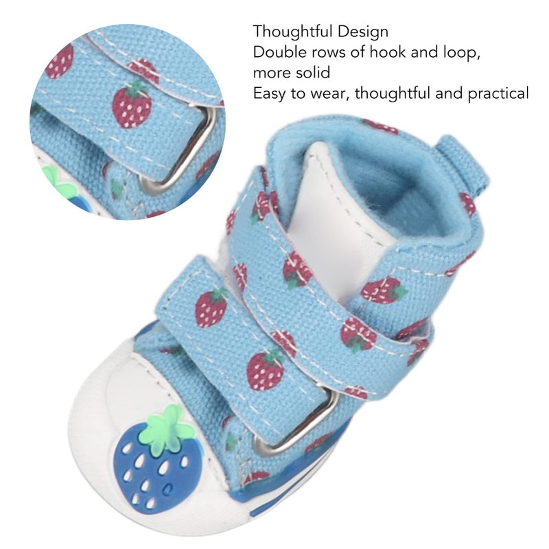Small Dog Shoes Canvas Breathable Puppy Boots Non Slip Hook Loop Closure Velvet Lining Strawberry Design Type 5 - Image 3