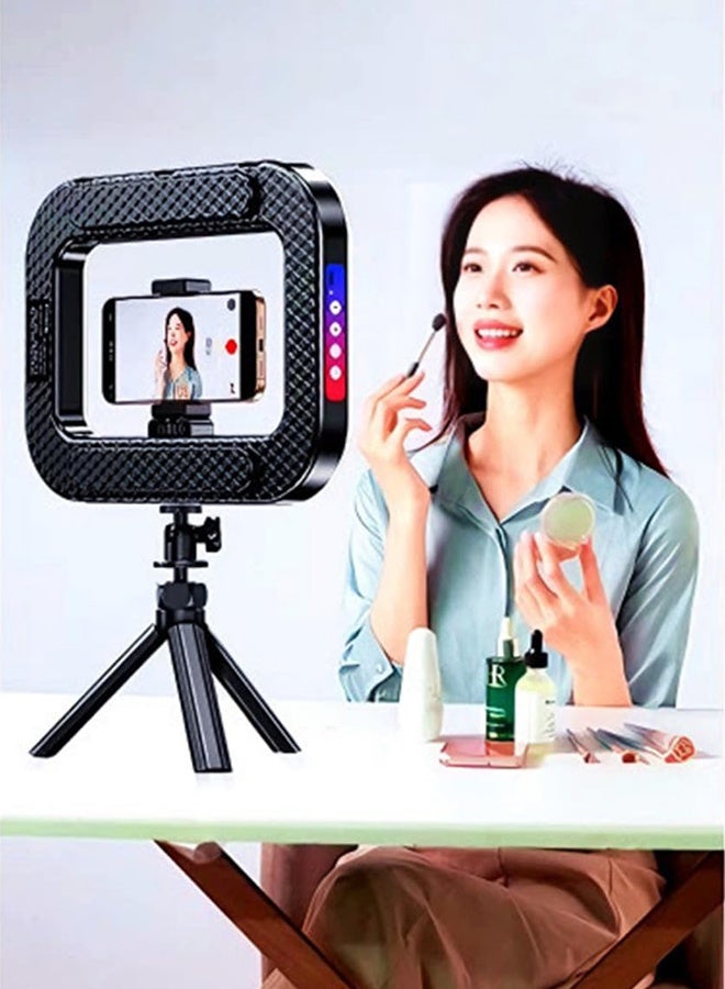 WALALLA Ring Light for Phone, Comes with a handheld tripod, Phone Ring Light Stabilizer for Video Recording,Smartphone Video Rig for Tiktok Vlogging,RGB Video Light for Photography Filmmaking Video Maker,Stabilizer Light Combination - Image 3